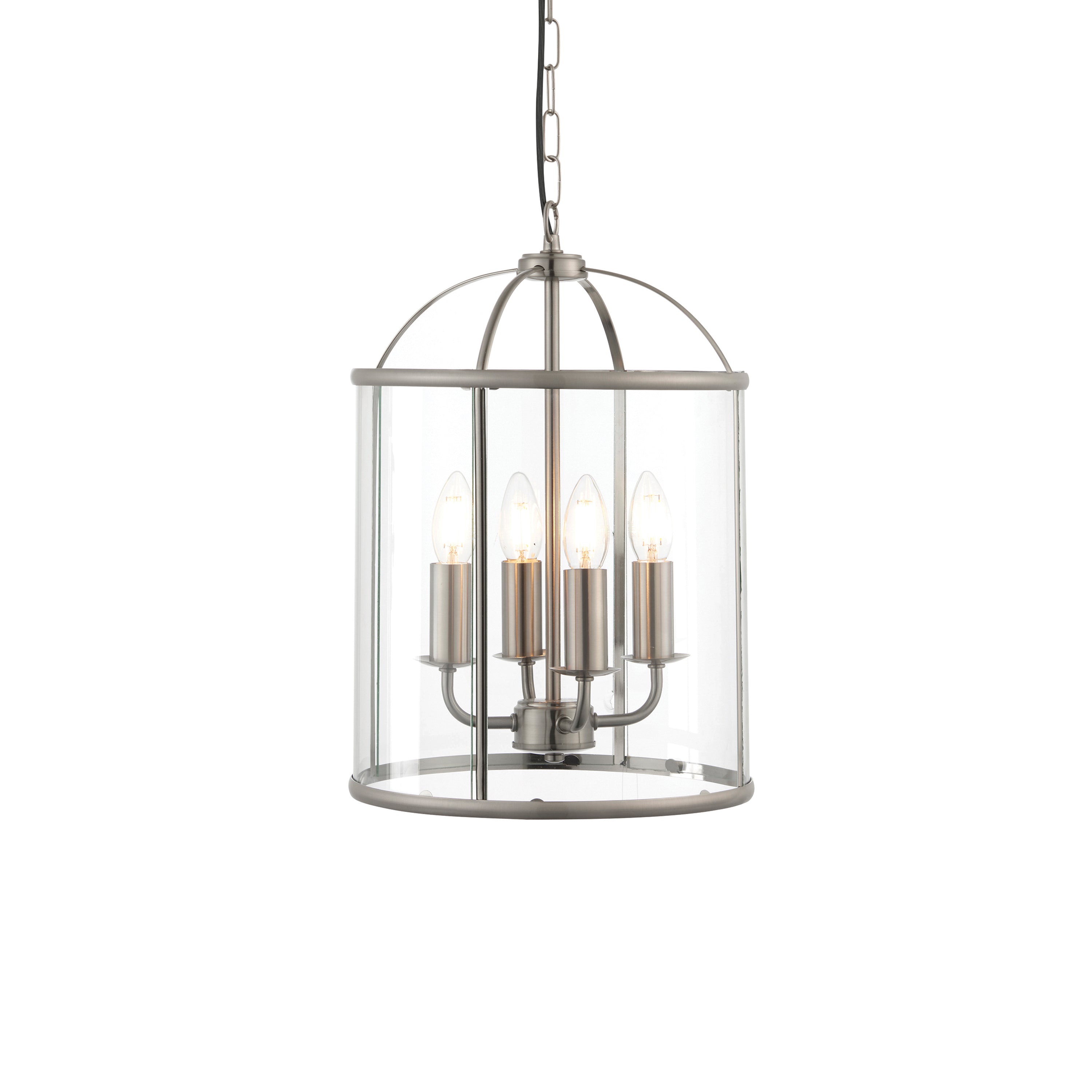 Annetta Lantern Satin Nickel Pendant Light | Large